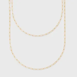14k paperclip layering set