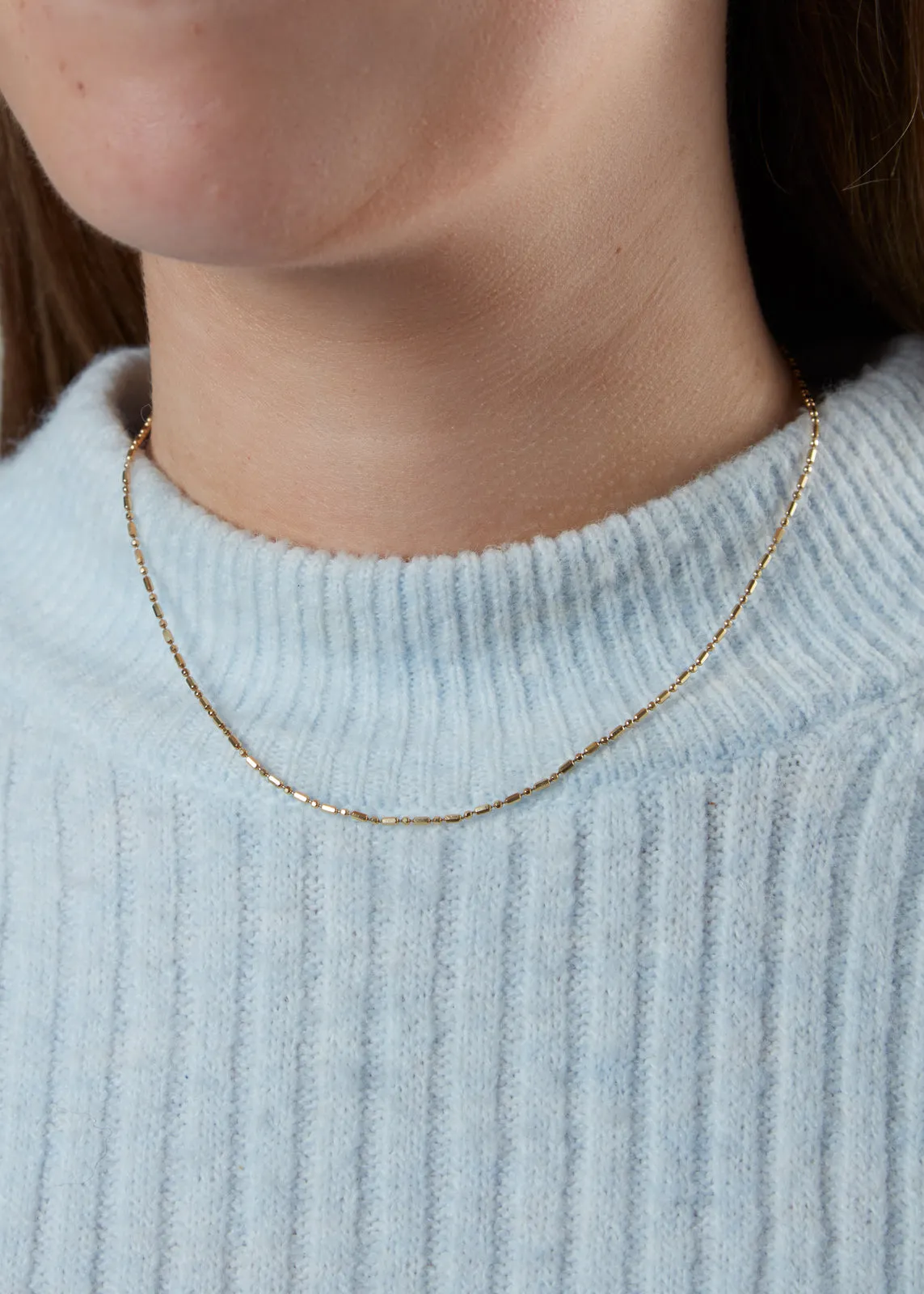 14KY 18" 1.5mm Bar Bead Chain
