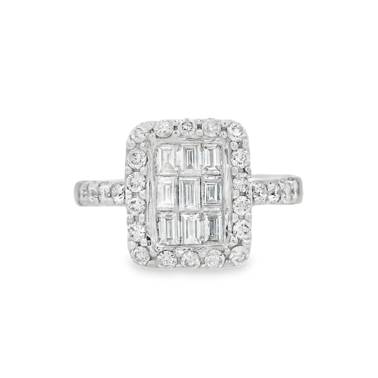 18K White Gold 1.09ct. Baguette- Cut Diamond Fashion Ring