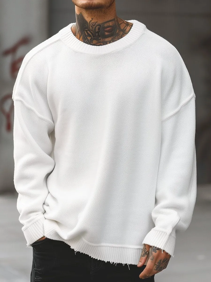 【24-hour shipping】Men's Fashion Casual Loose Solid Color Sweater