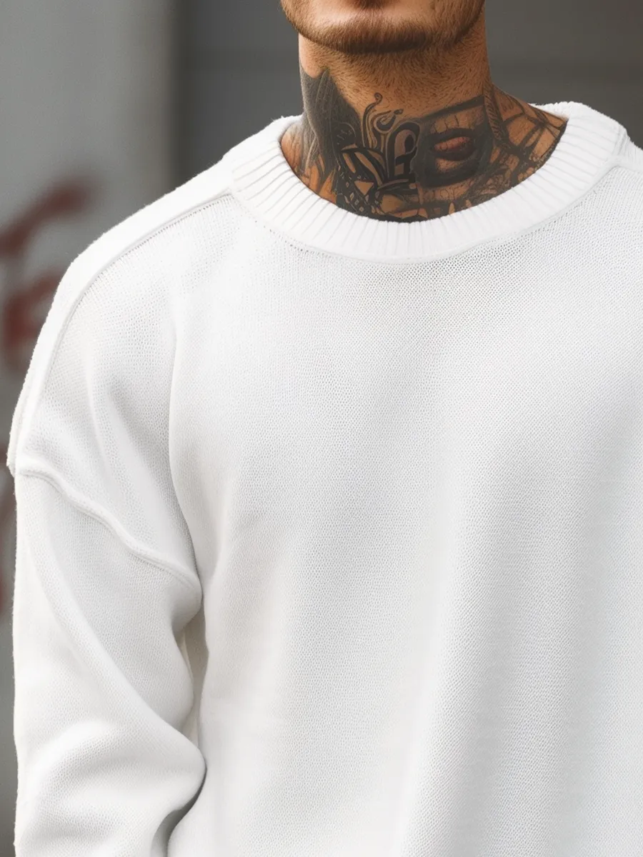【24-hour shipping】Men's Fashion Casual Loose Solid Color Sweater