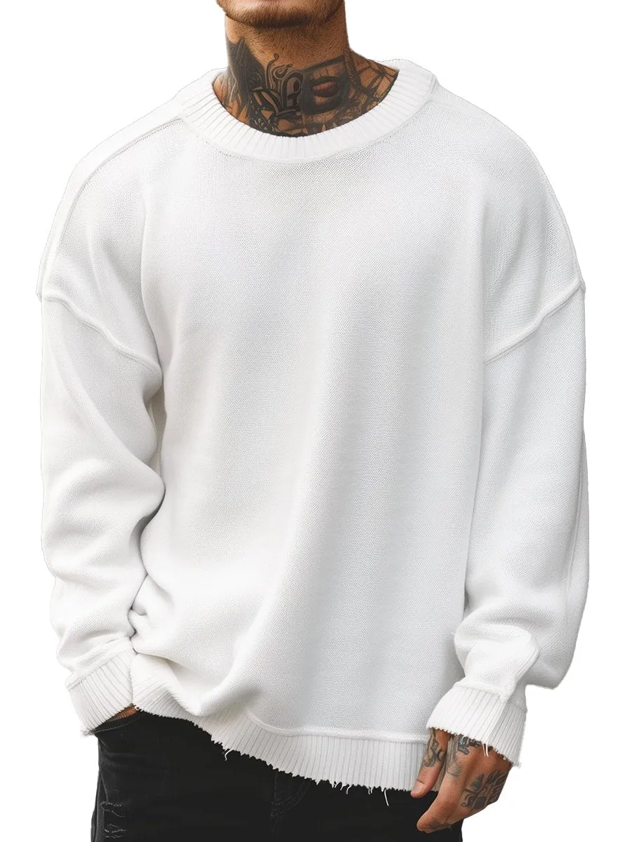 【24-hour shipping】Men's Fashion Casual Loose Solid Color Sweater