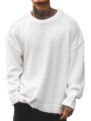 【24-hour shipping】Men's Fashion Casual Loose Solid Color Sweater