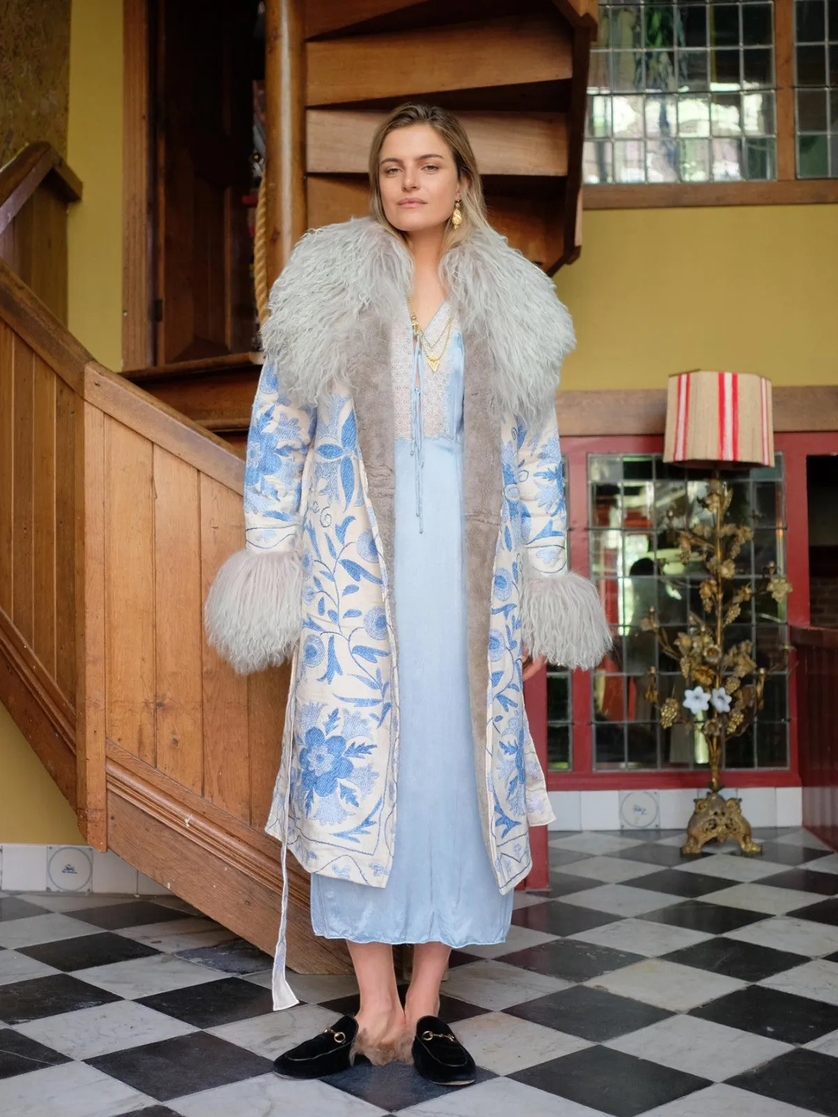 Aisara Wrap Coat - XS/S | Blue/White