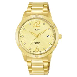 Alba Fashion Gold Stainless Steel Gold Dial Watch AG8N02X