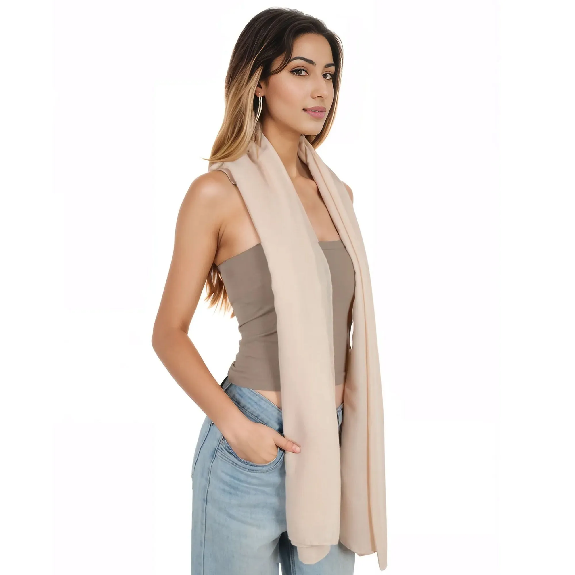 Anna-Kaci Womens Lightweight Chiffon Long Fashion Scarves Solid Color Fall Wrap Shawls