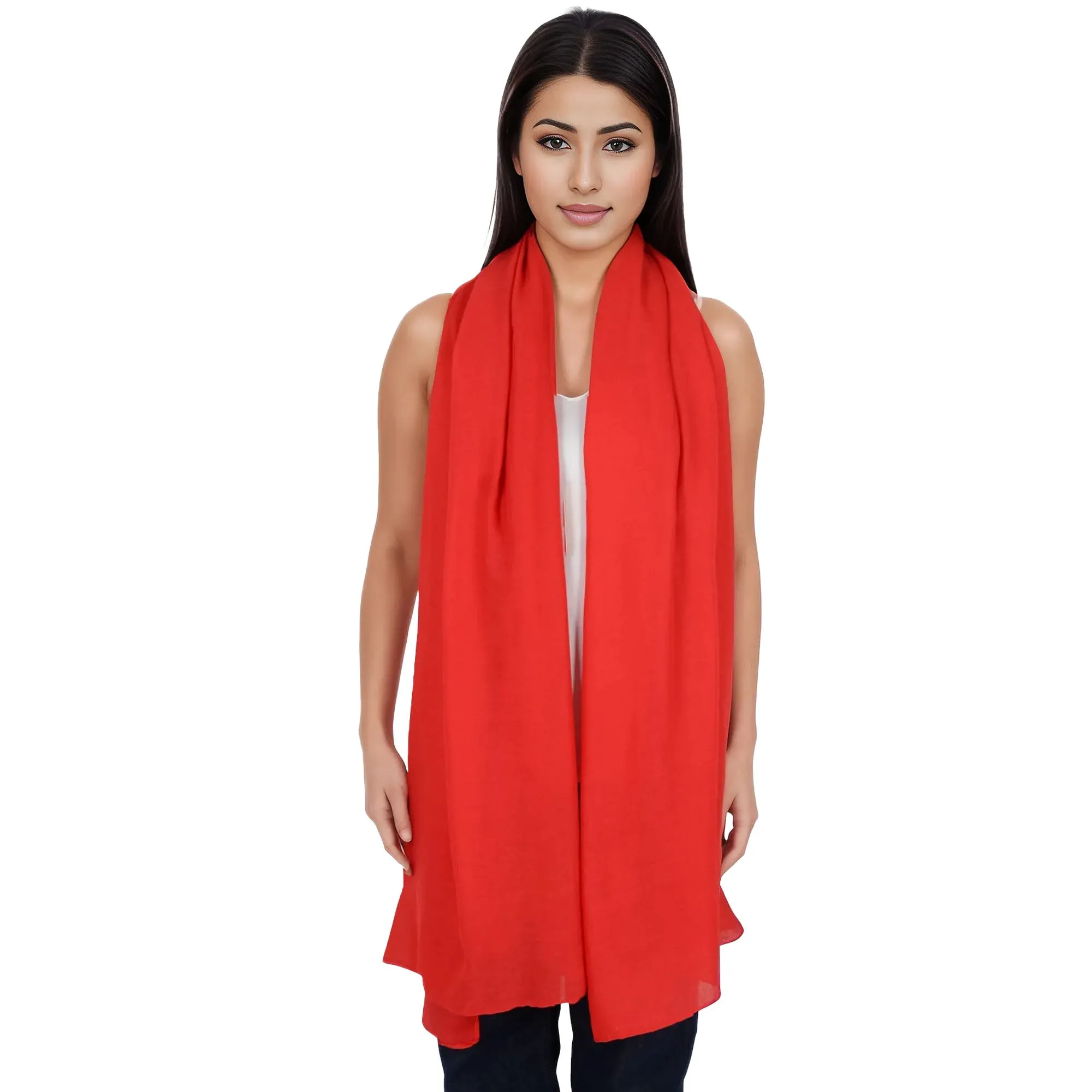 Anna-Kaci Womens Lightweight Chiffon Long Fashion Scarves Solid Color Fall Wrap Shawls