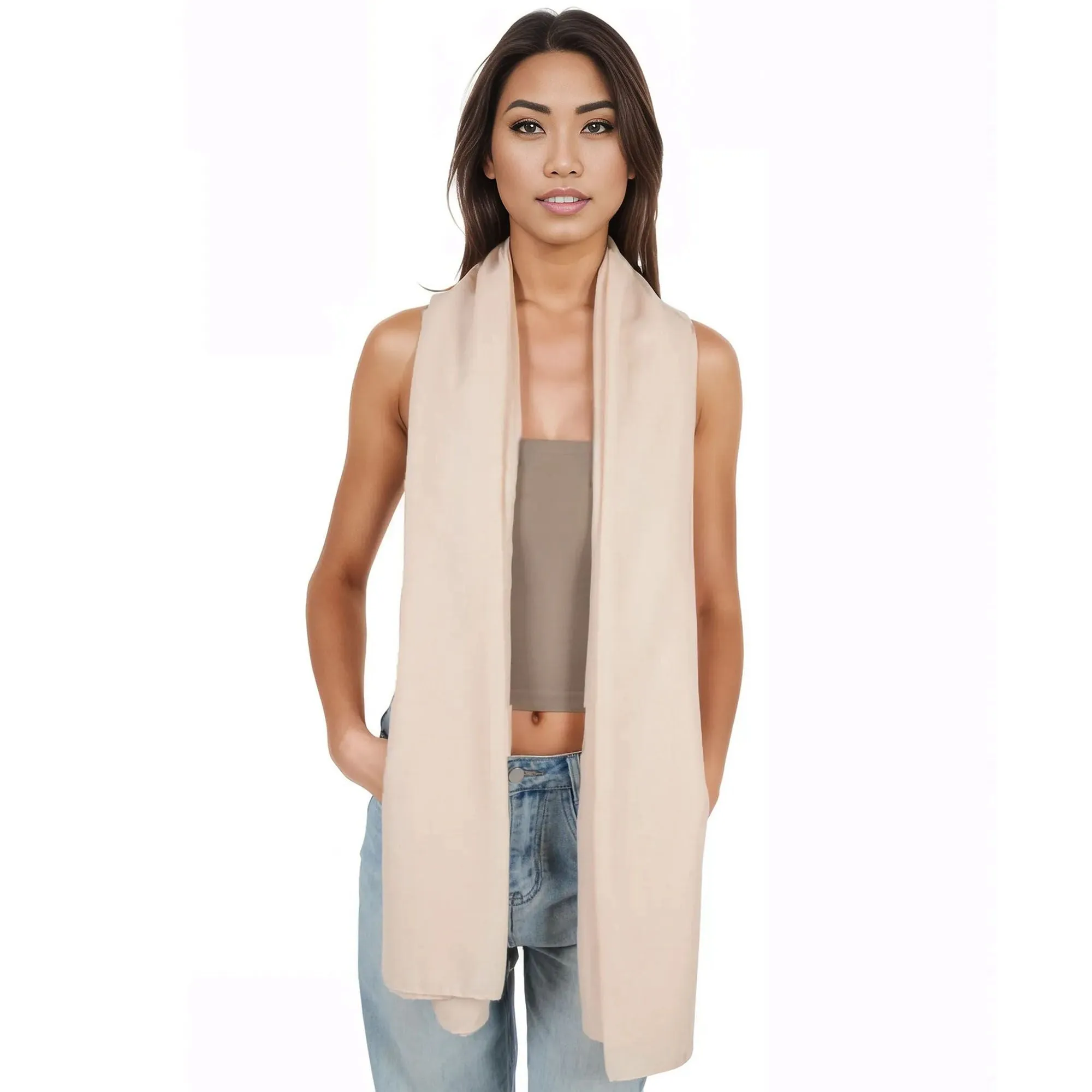 Anna-Kaci Womens Lightweight Chiffon Long Fashion Scarves Solid Color Fall Wrap Shawls