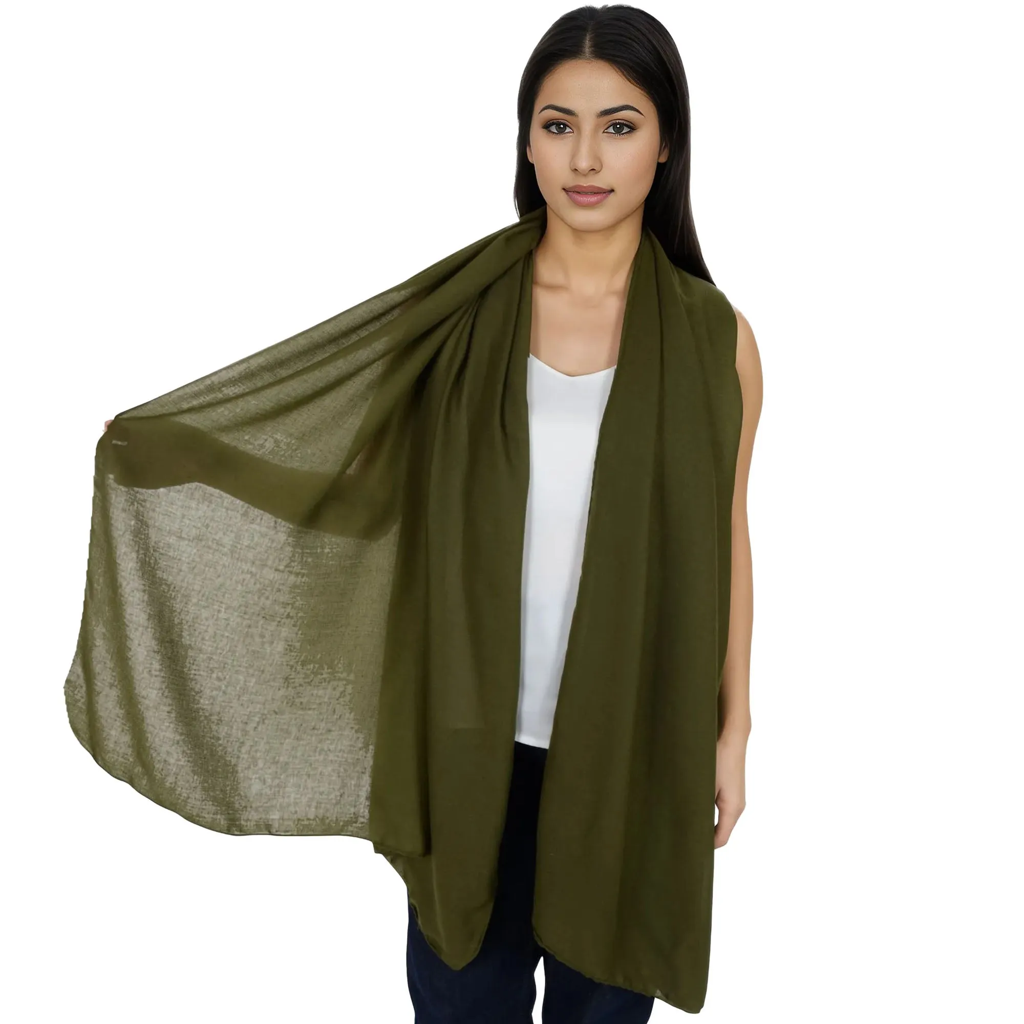 Anna-Kaci Womens Lightweight Chiffon Long Fashion Scarves Solid Color Fall Wrap Shawls