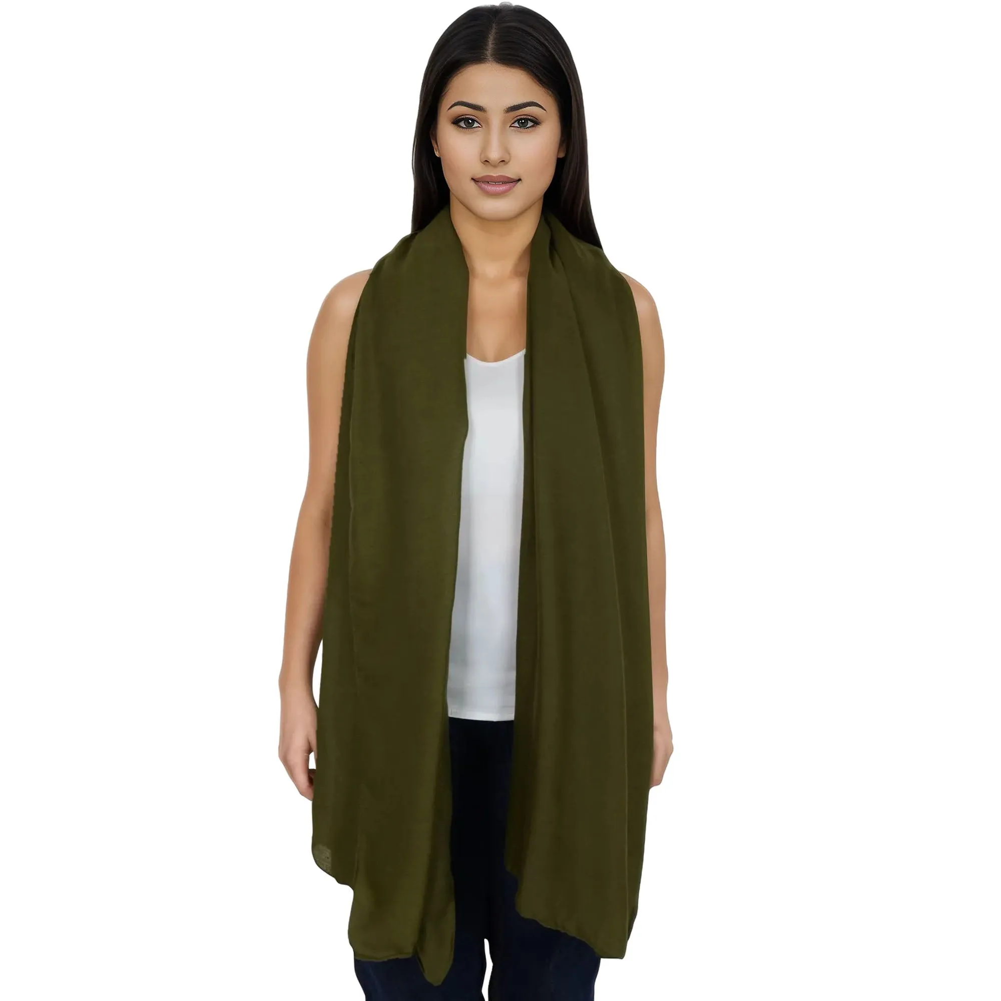 Anna-Kaci Womens Lightweight Chiffon Long Fashion Scarves Solid Color Fall Wrap Shawls