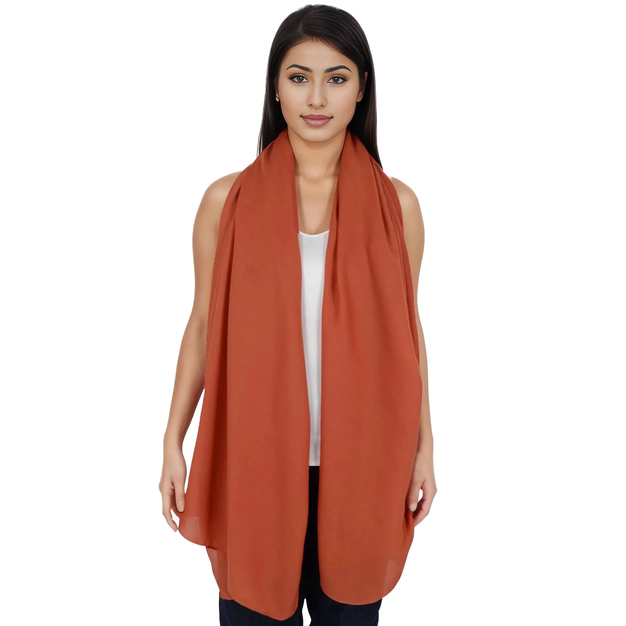 Anna-Kaci Womens Lightweight Chiffon Long Fashion Scarves Solid Color Fall Wrap Shawls