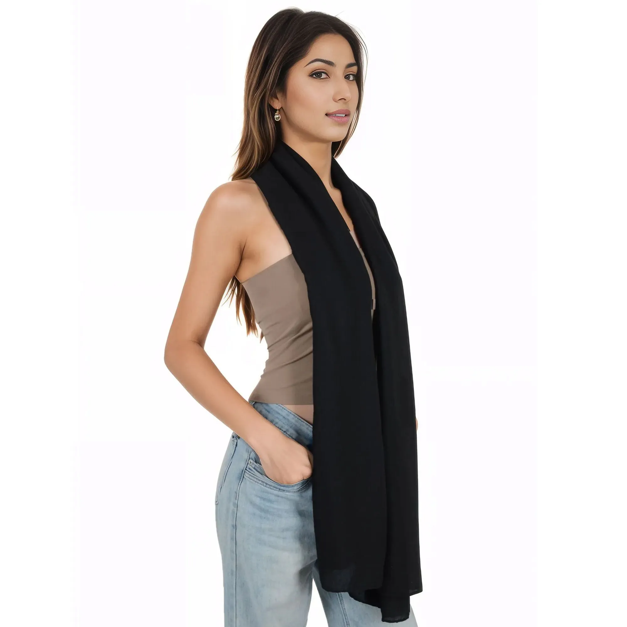 Anna-Kaci Womens Lightweight Chiffon Long Fashion Scarves Solid Color Fall Wrap Shawls