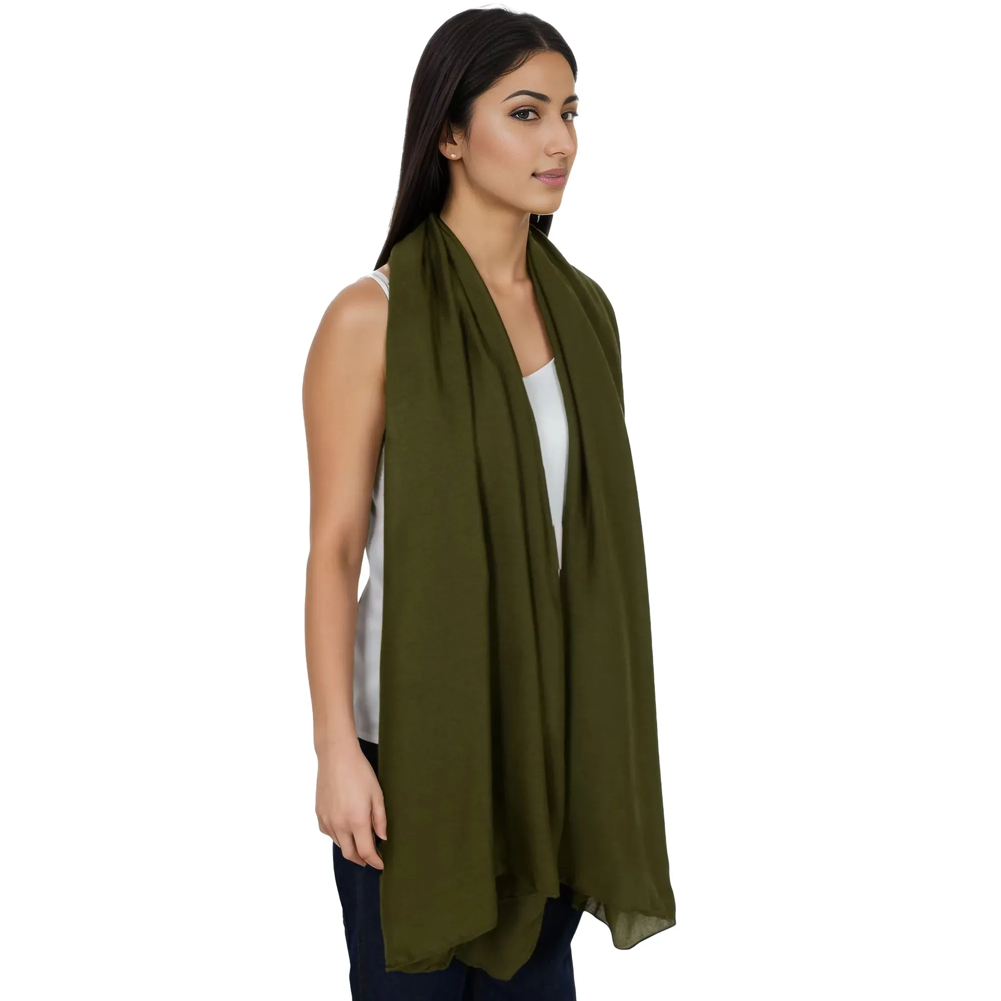 Anna-Kaci Womens Lightweight Chiffon Long Fashion Scarves Solid Color Fall Wrap Shawls