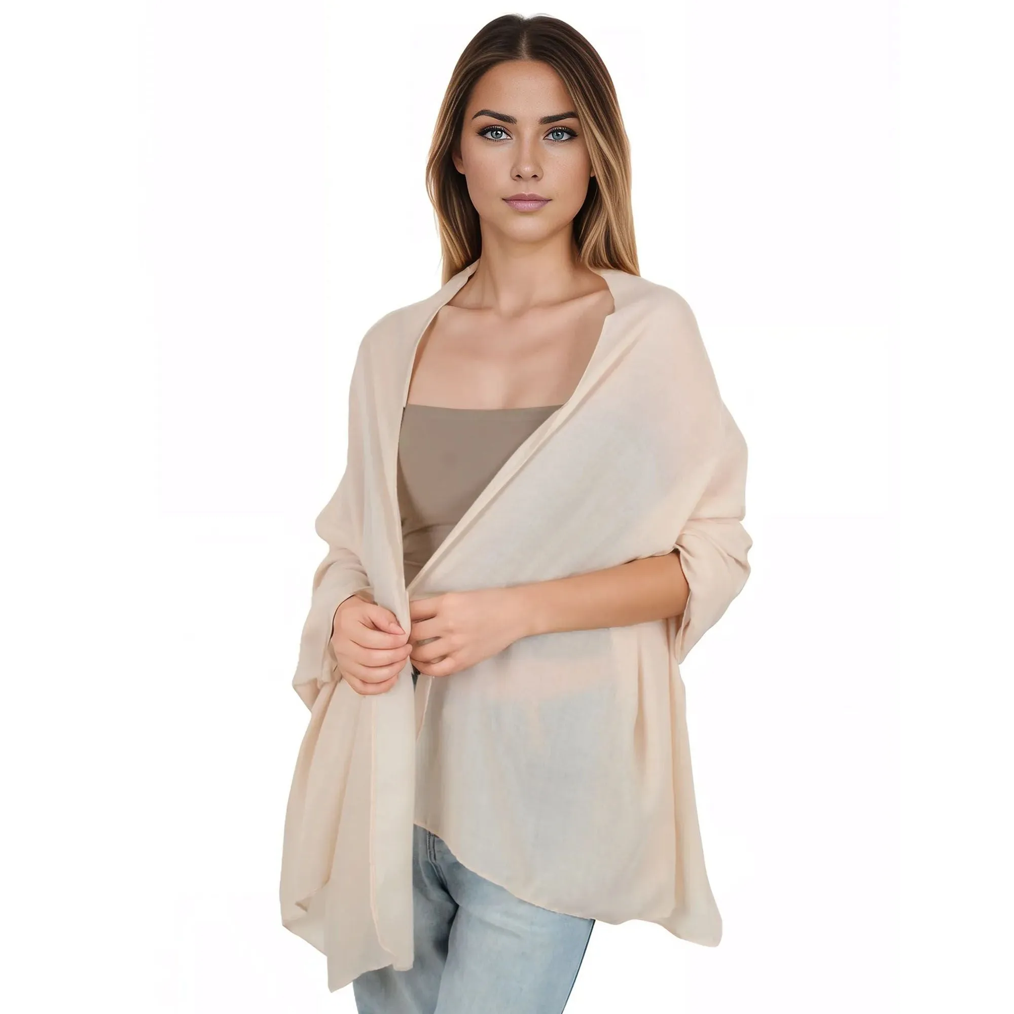 Anna-Kaci Womens Lightweight Chiffon Long Fashion Scarves Solid Color Fall Wrap Shawls