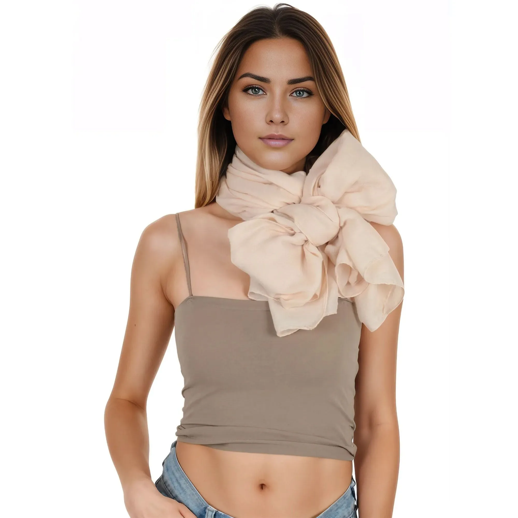 Anna-Kaci Womens Lightweight Chiffon Long Fashion Scarves Solid Color Fall Wrap Shawls