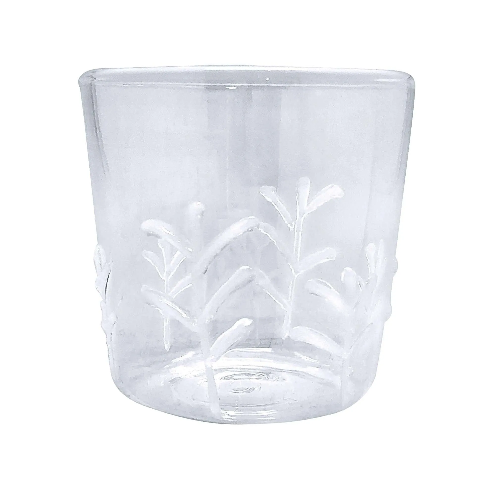Applique White Branches Double Old Fashion Glass