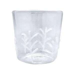 Applique White Branches Double Old Fashion Glass