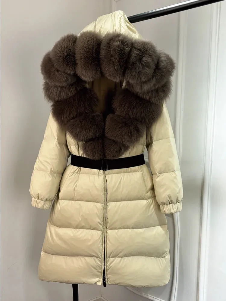 Aurora Real Fox Fur Down Coat