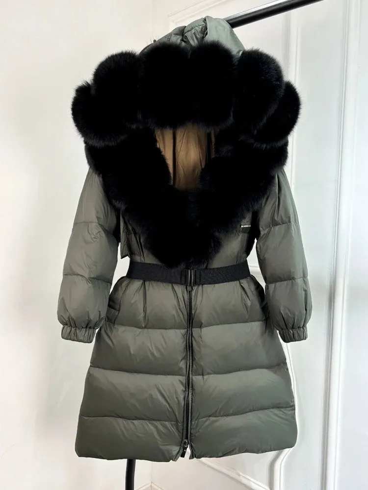 Aurora Real Fox Fur Down Coat