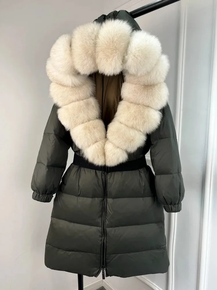 Aurora Real Fox Fur Down Coat