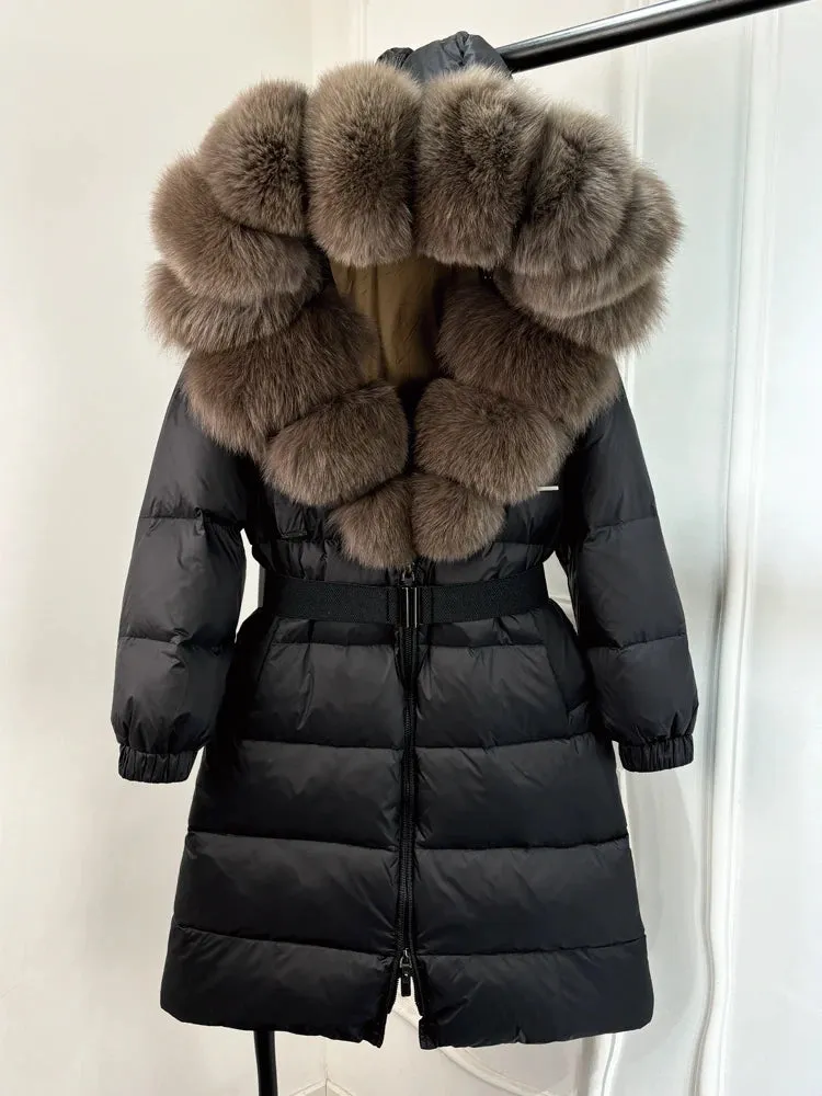 Aurora Real Fox Fur Down Coat