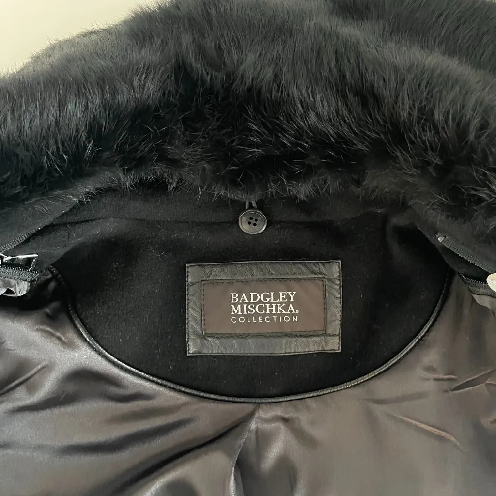 Badgley Mischka black wool coat