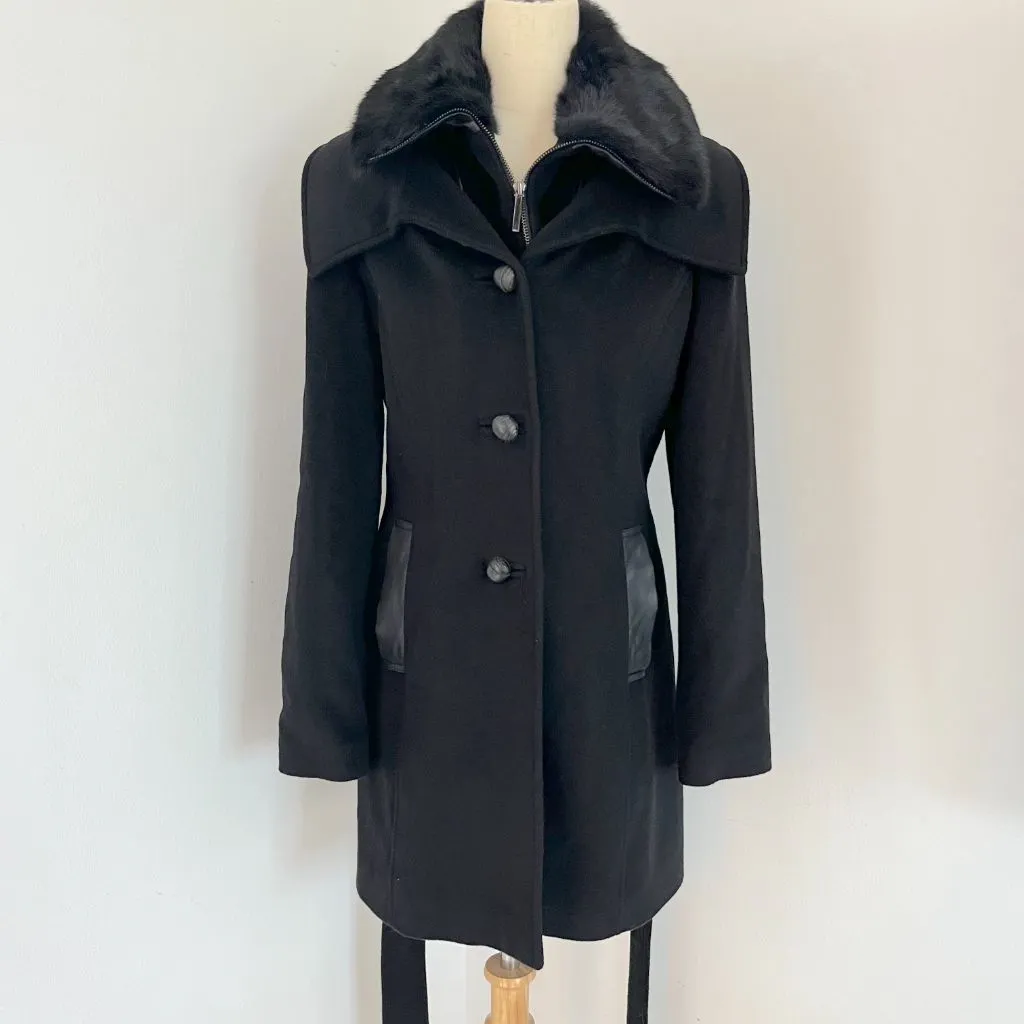Badgley Mischka black wool coat
