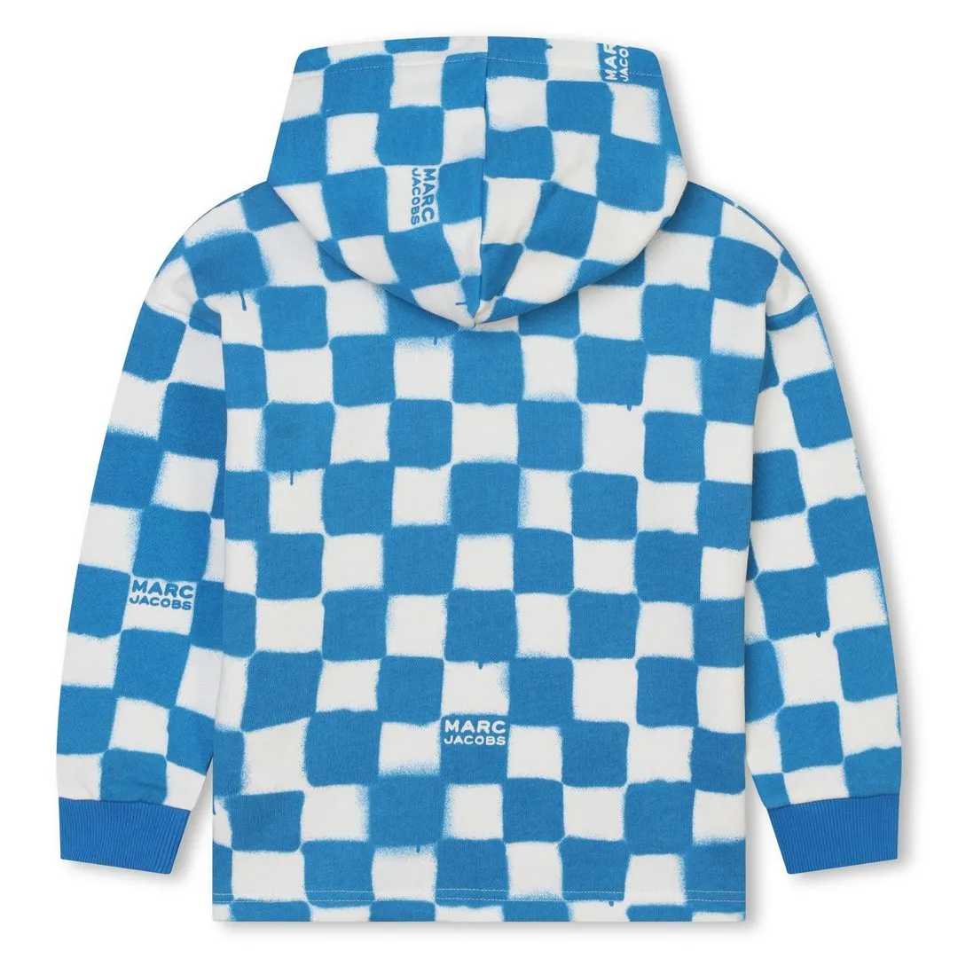 Blue Checkered Hooded Sweatshirt