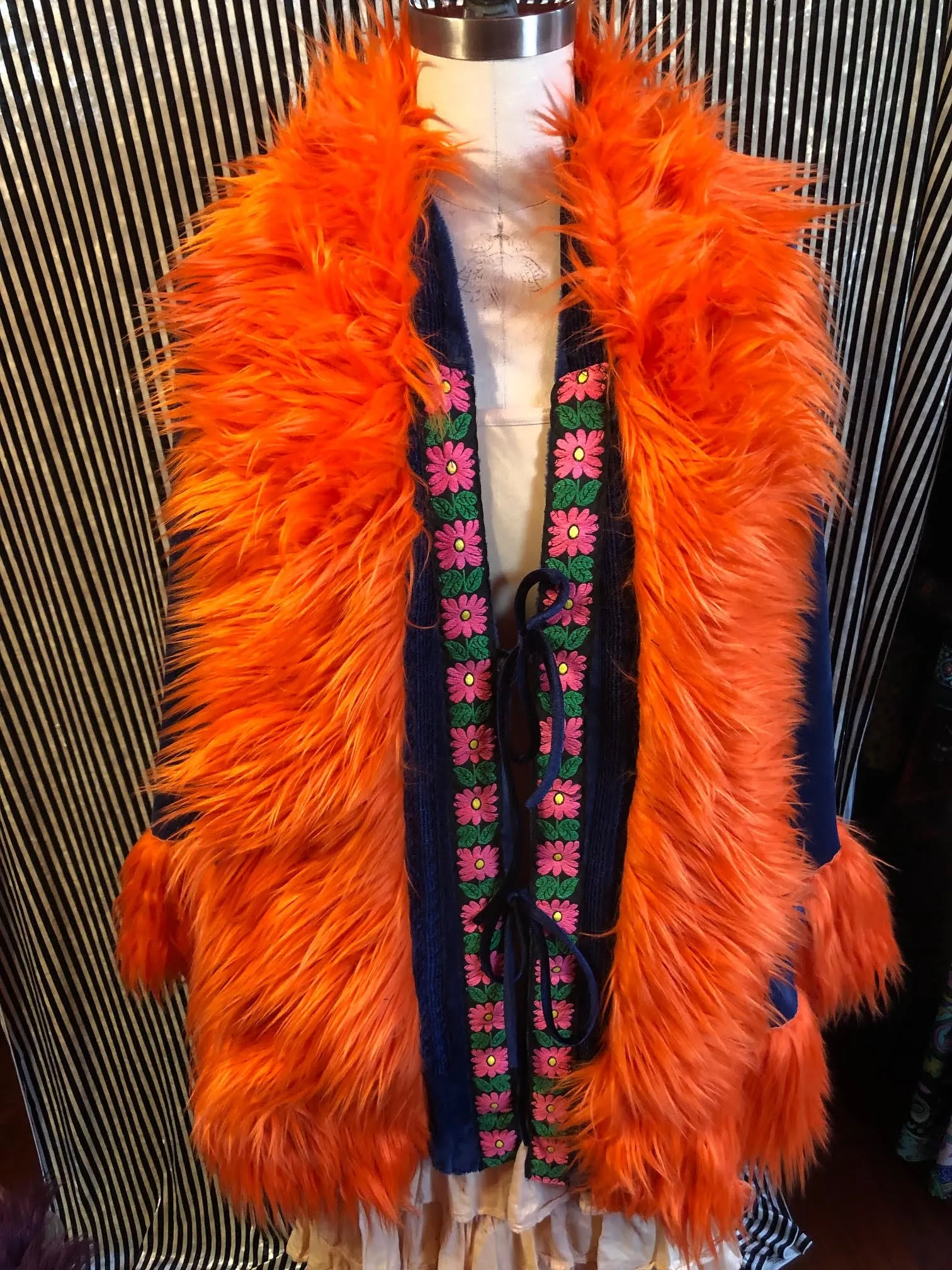 Blue Fuzzy Jacket w/ Orange Fur