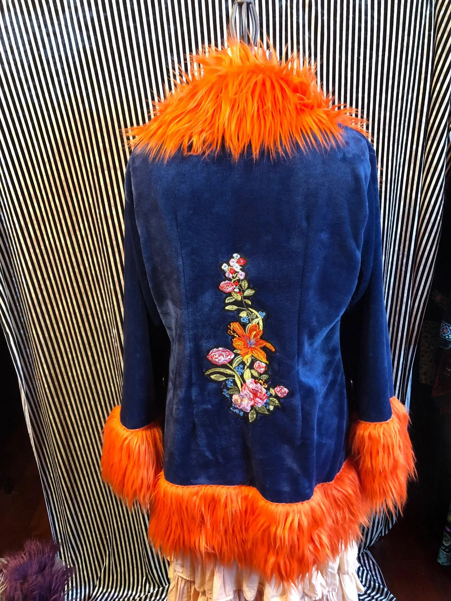Blue Fuzzy Jacket w/ Orange Fur