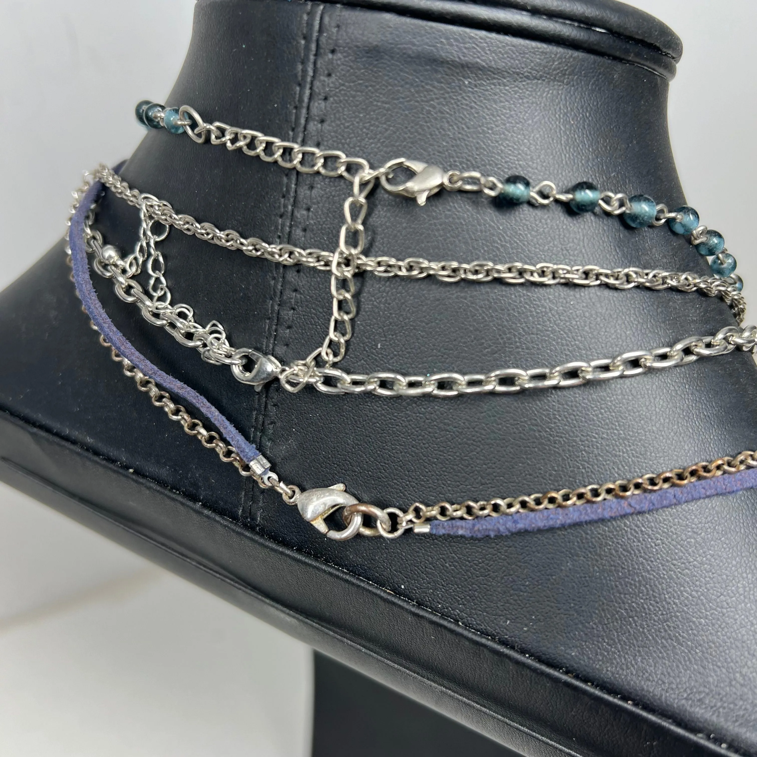 Blue Silver Tone Layering Necklaces