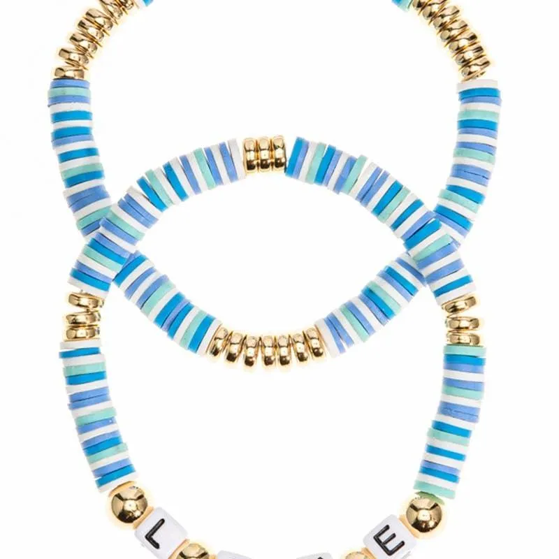 Bracelets | 2 Piece LOVE Rubber Bead Layered Bracelets  | Fashion City