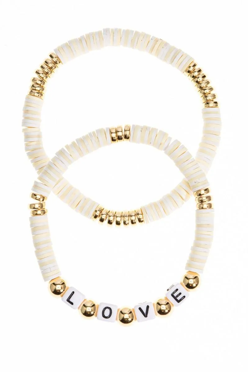 Bracelets | 2 Piece LOVE Rubber Bead Layered Bracelets  | Fashion City