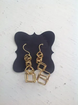 Brass Cube Earrings