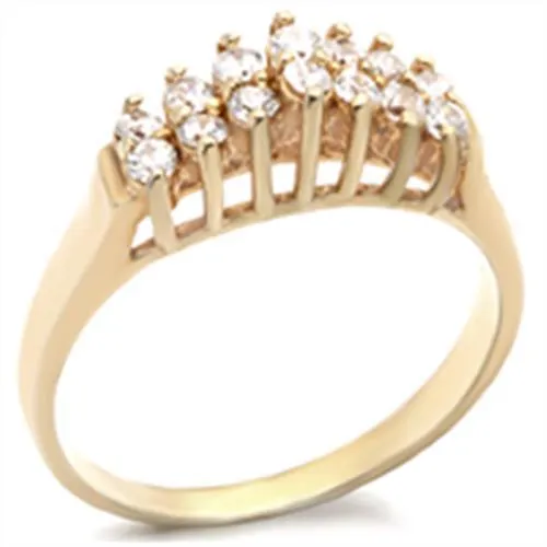 Brass Ring with AAA Grade CZ in Clear for Women Style 2W004