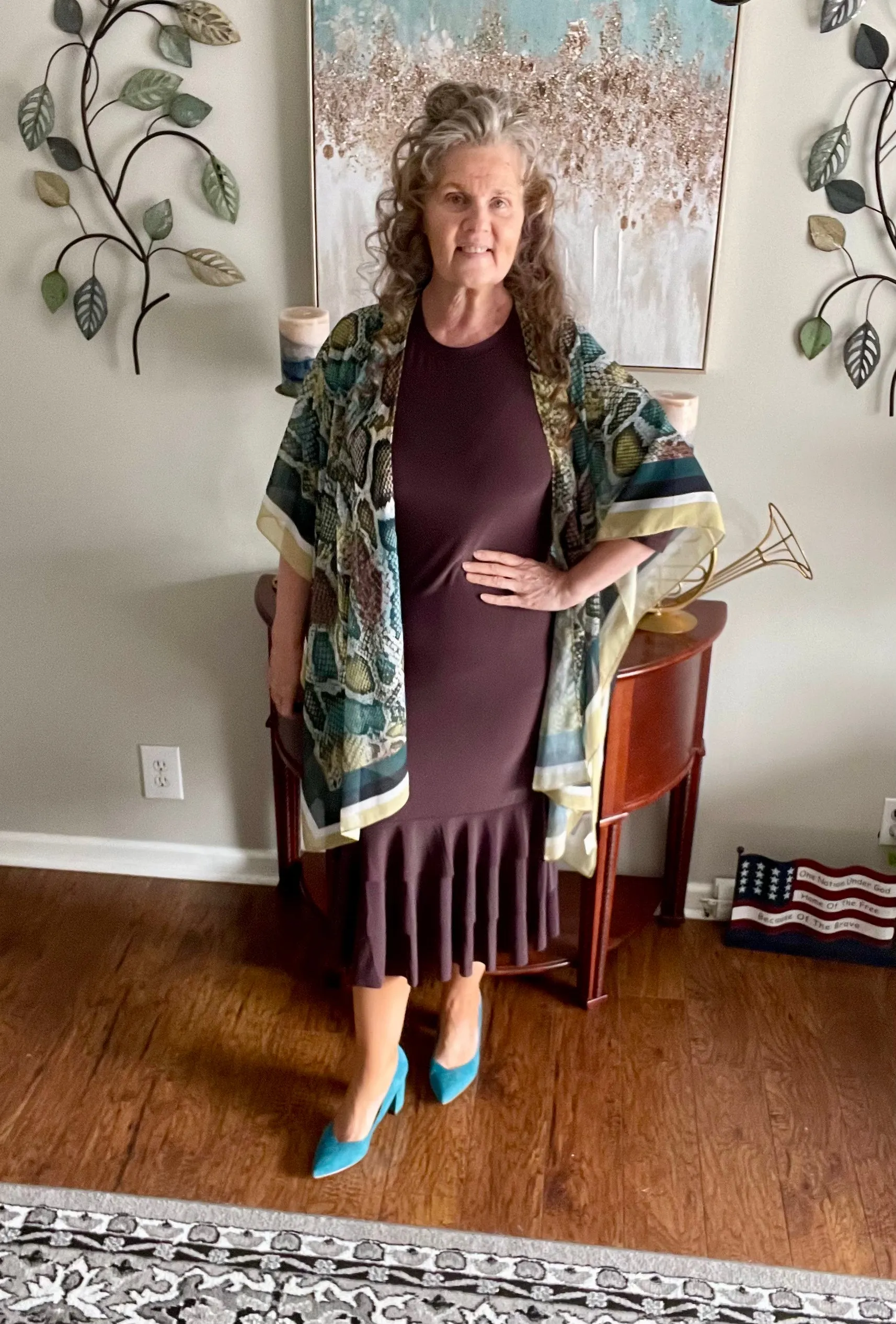 Brown Ruffle Layering Dress:  Medium