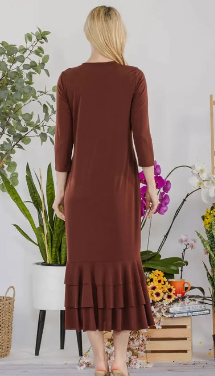 Brown Ruffle Layering Dress:  Medium