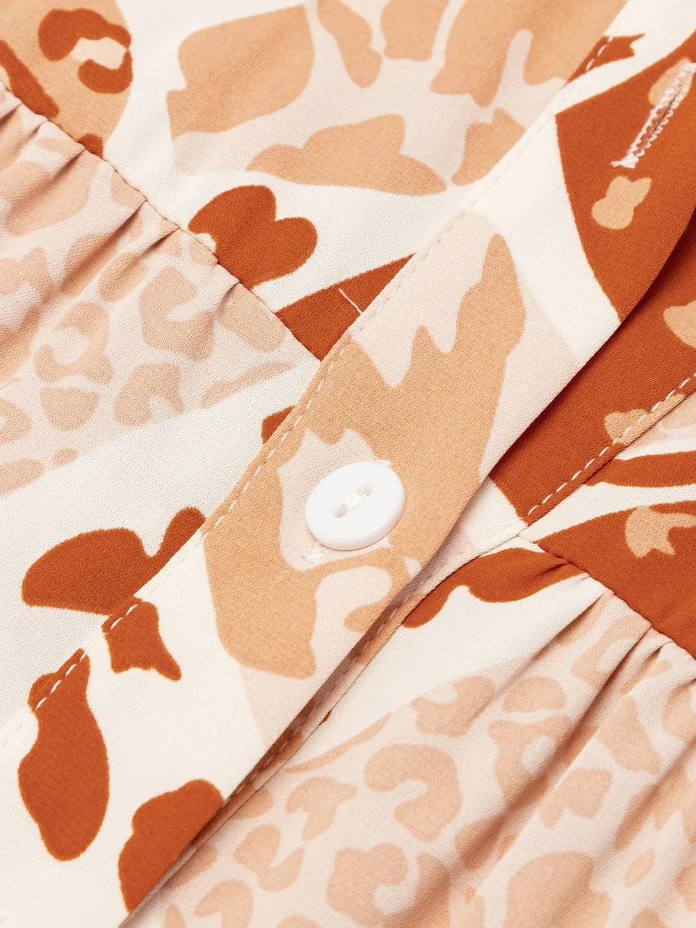 Burnt Orange and Beige Animal Print Mini Dress