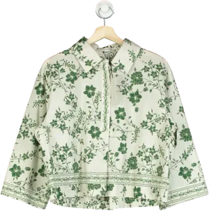 CARA CARA Green Floral Print Shirt / Jacket UK M