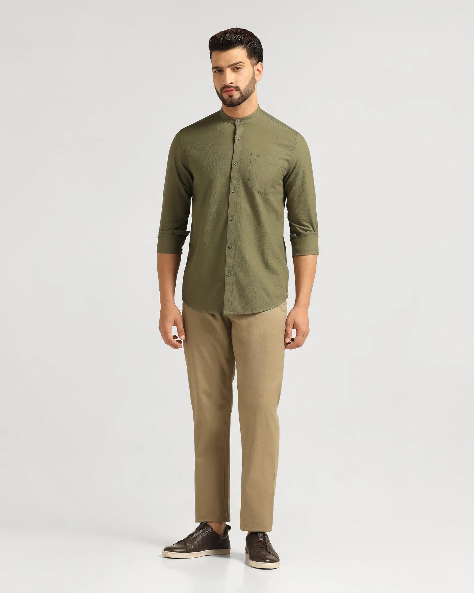 Casual Olive Solid Shirt - Colt