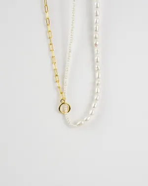 Chain Link Pearl Necklace - Elegant and Sophisticated Jewelry