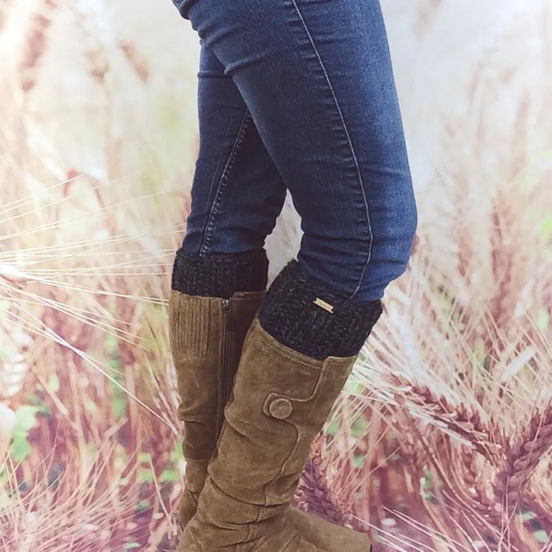Charcoal Grey Chunky Knit Fall Fashion Boot Cuff Toppers for Women