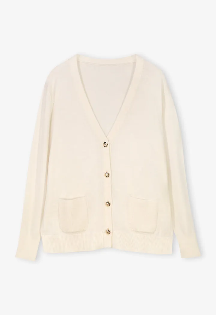 Choice Cardigan With Button Accessories Cream