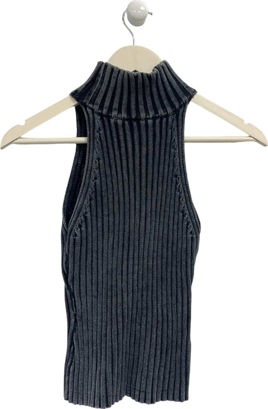 Cider Black Ribbed Sleeveless Top XS