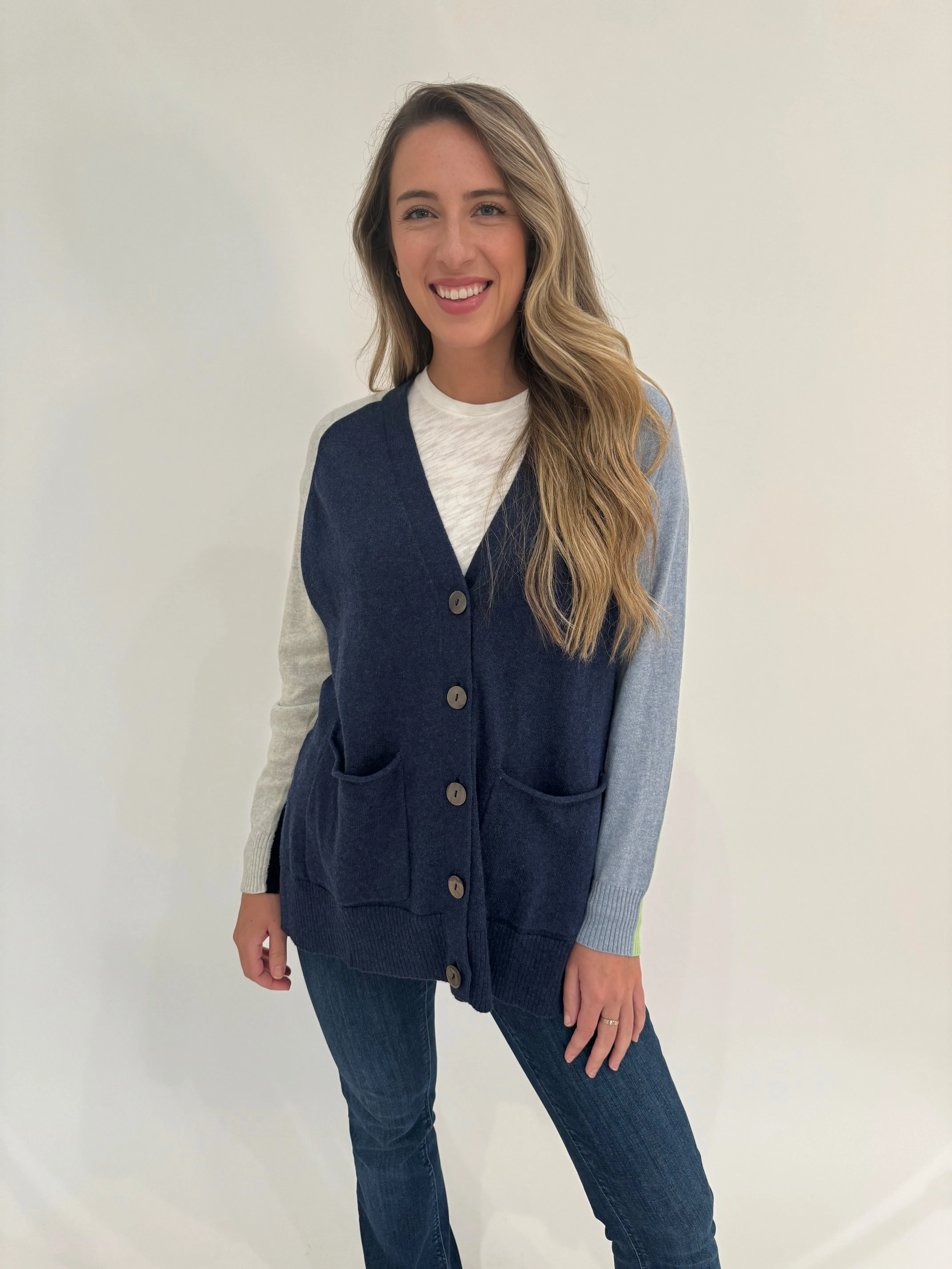 College Cardigan - Denim