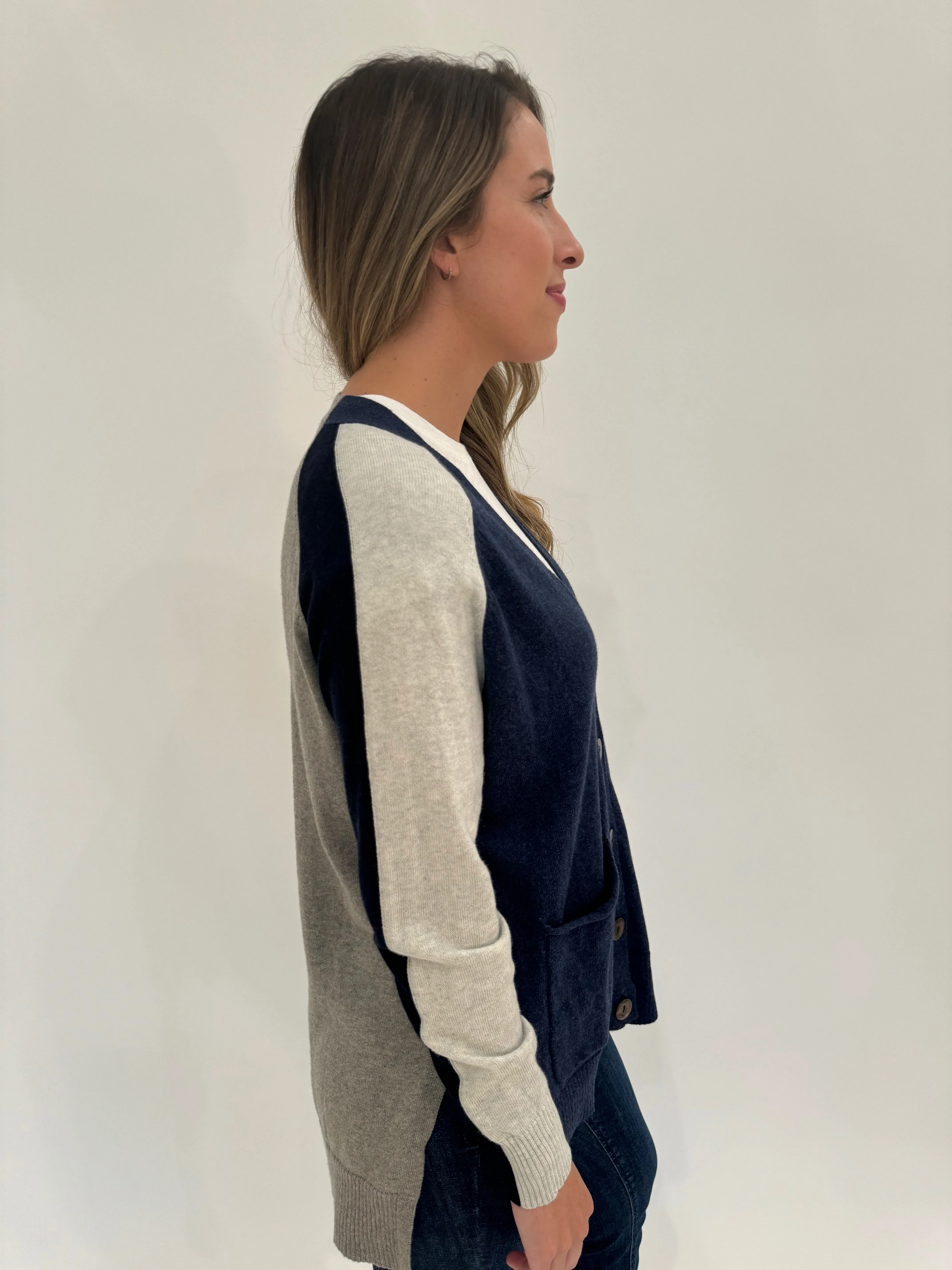 College Cardigan - Denim