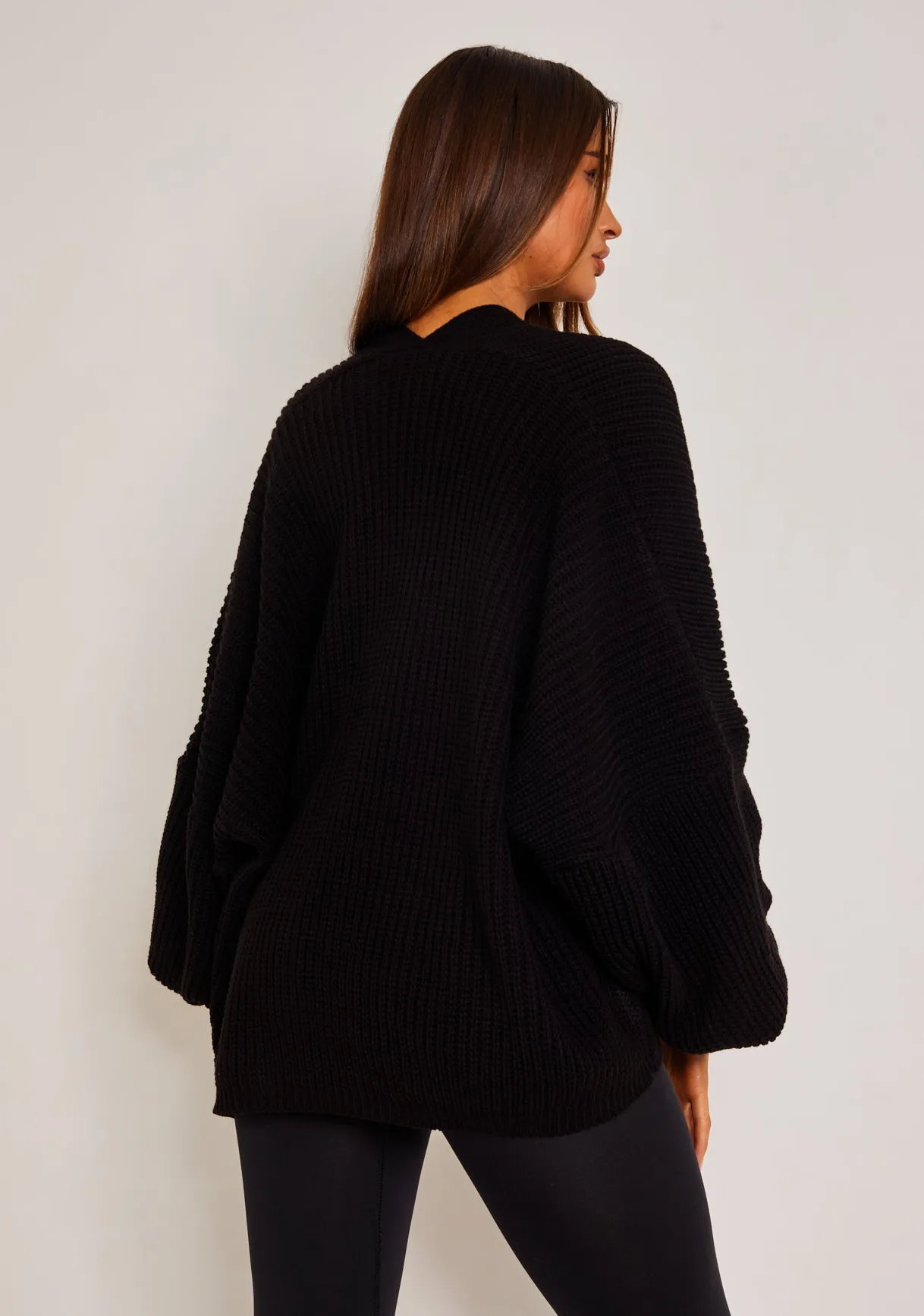 Devyn Black Balloon Sleeve Cardigan