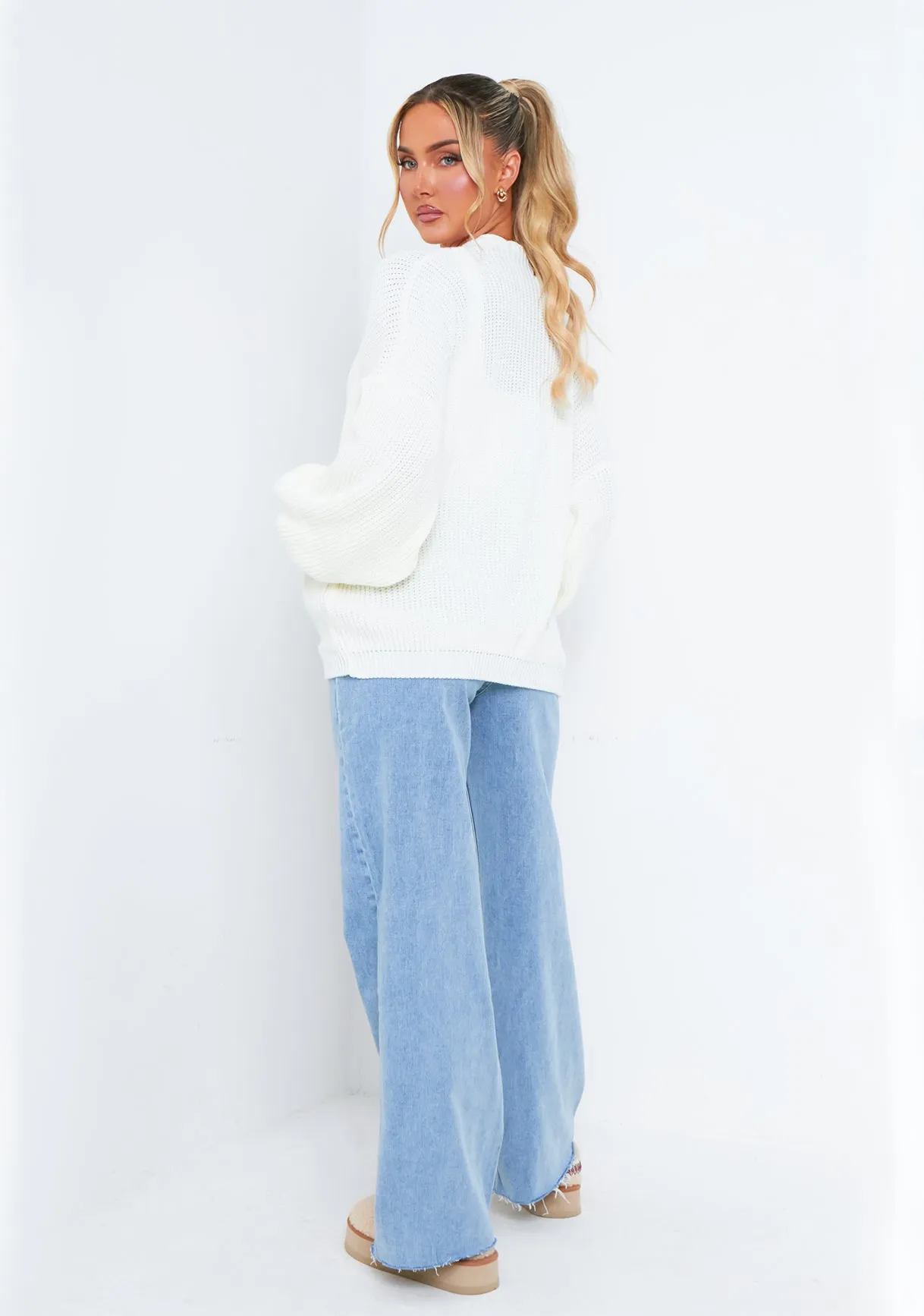 Devyn Cream Balloon Sleeve Cardigan