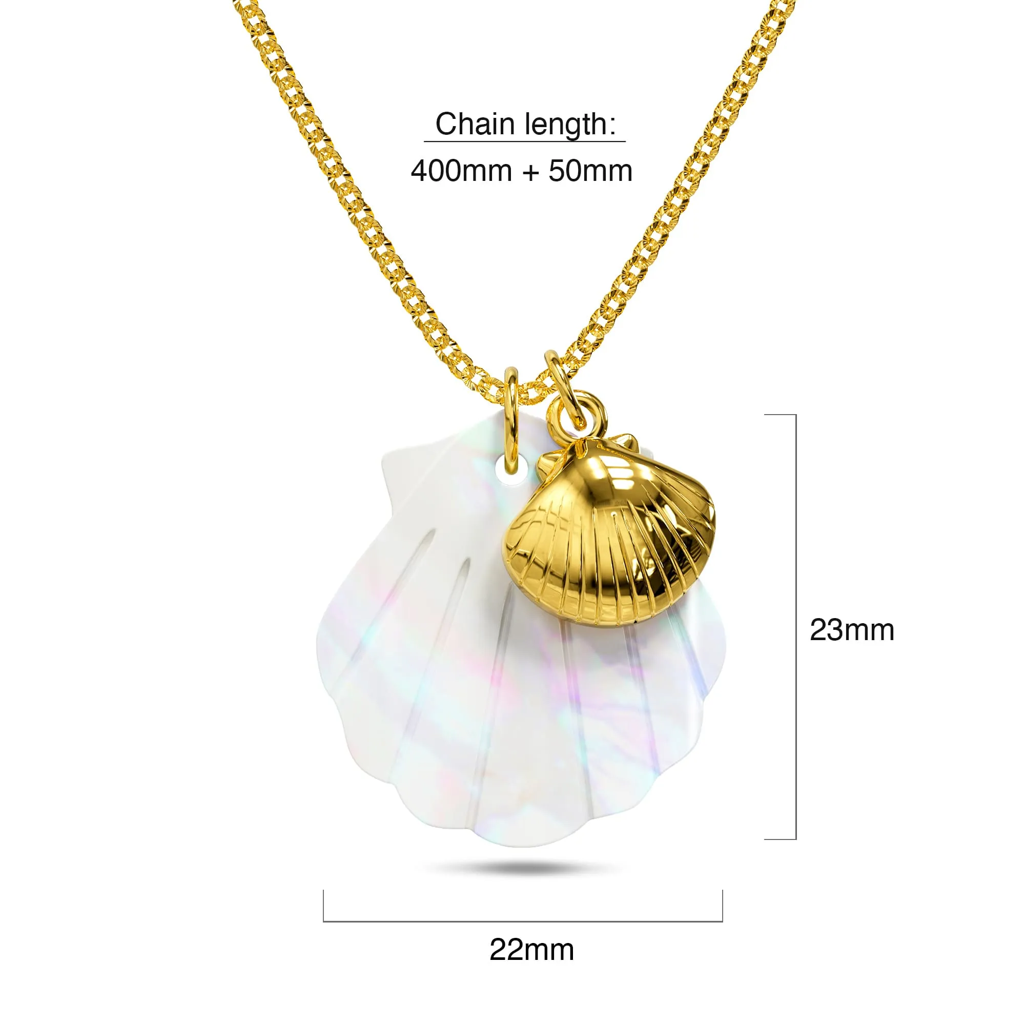 Dual Pearl & Gold Shell Necklace