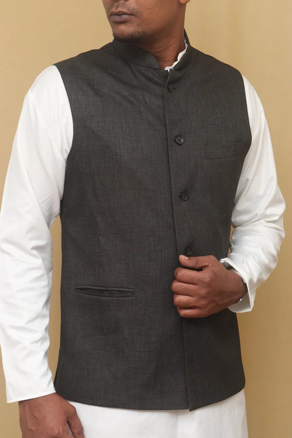 Elegant Black Cotton Nehru Jacket: Classic Style for Every Occasion